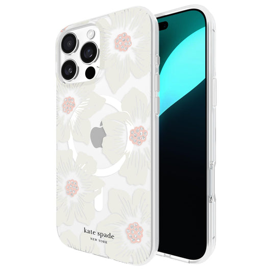 Kate Spade New York iPhone 16 Pro | 16 Pro Max Case - Compatible with MagSafe - Hollyhock Cream Floral