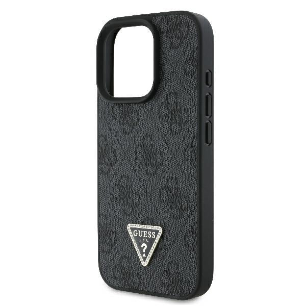 Guess PU Leather 4G Triangle Strass Black Magsafe Case for IPhone 16 Pro | 16 Pro Max